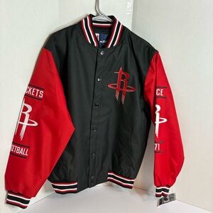 Houston Rockets JH Design NBA Varsity Jacket Men’s Medium Black Red Embroidered